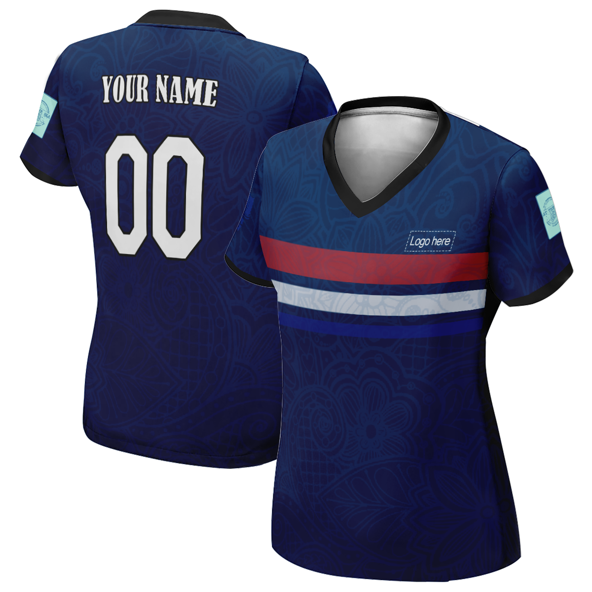 Maillot de football personnalisé coupe du monde France cool pour femmes avec logo